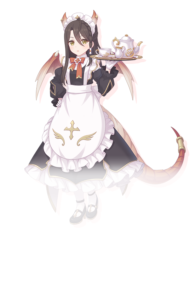 1girl, apron, black_dress, black_hair, black_high_heels, black_sleeves, blush, bow