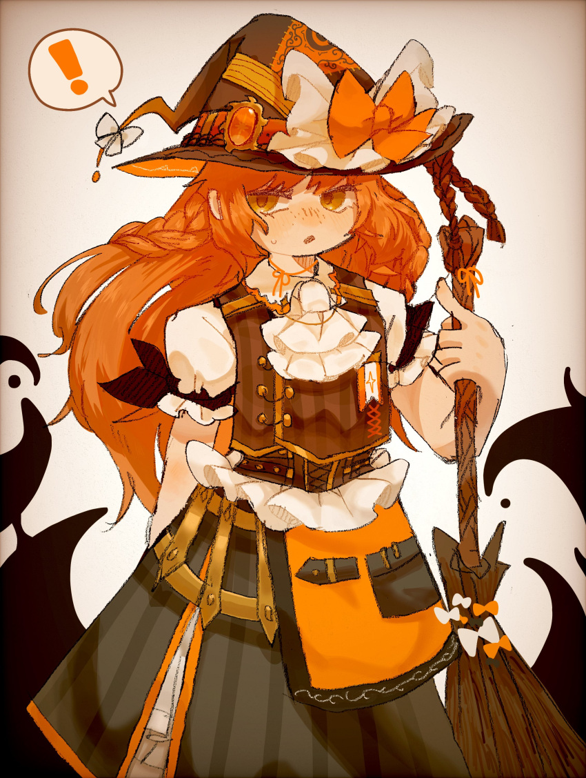 1girl, absurdres, aituha110, arm_at_side, ascot, braid, broom, cosplay_request