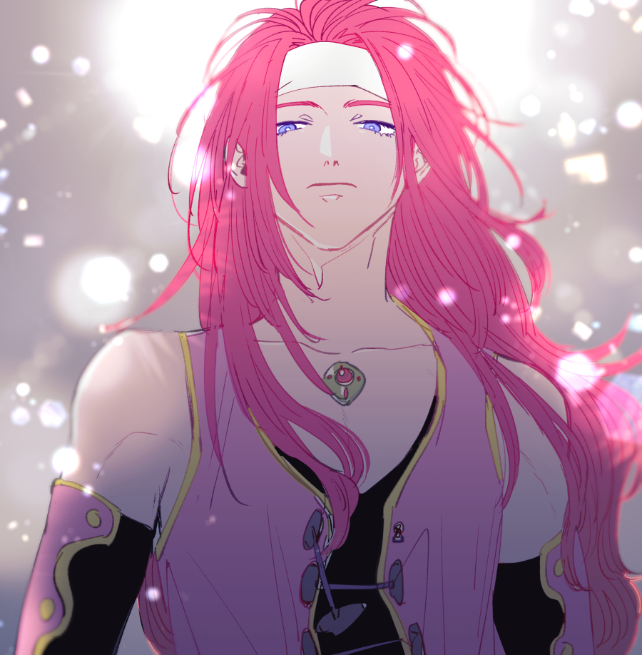 1boy, bare_shoulders, black_shirt, blue_eyes, closed_eyes, collarbone, curtained_hair, detached_sleeves