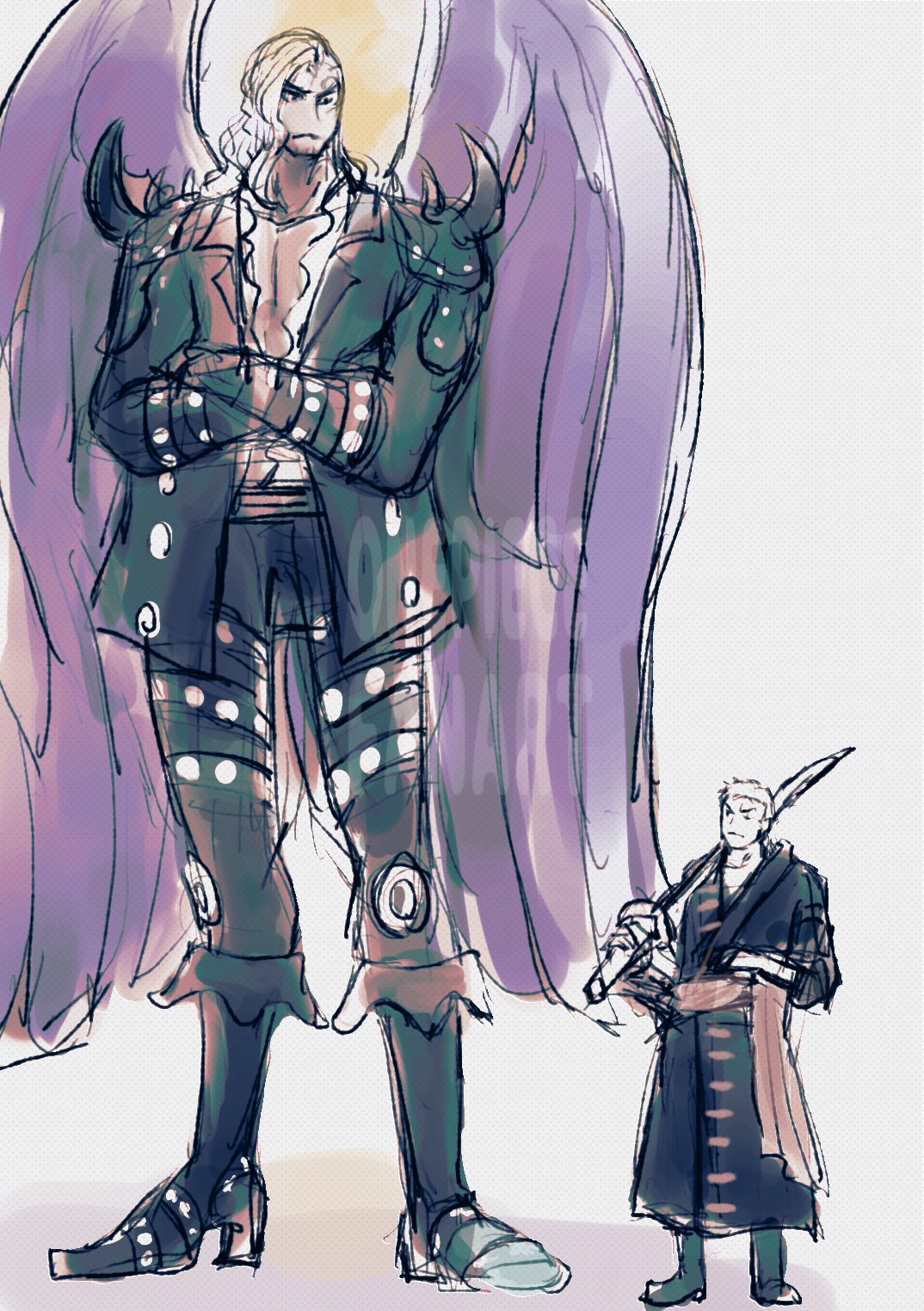 2boys, boots, commentary, crossed_arms, fire, full_body, highres, holding