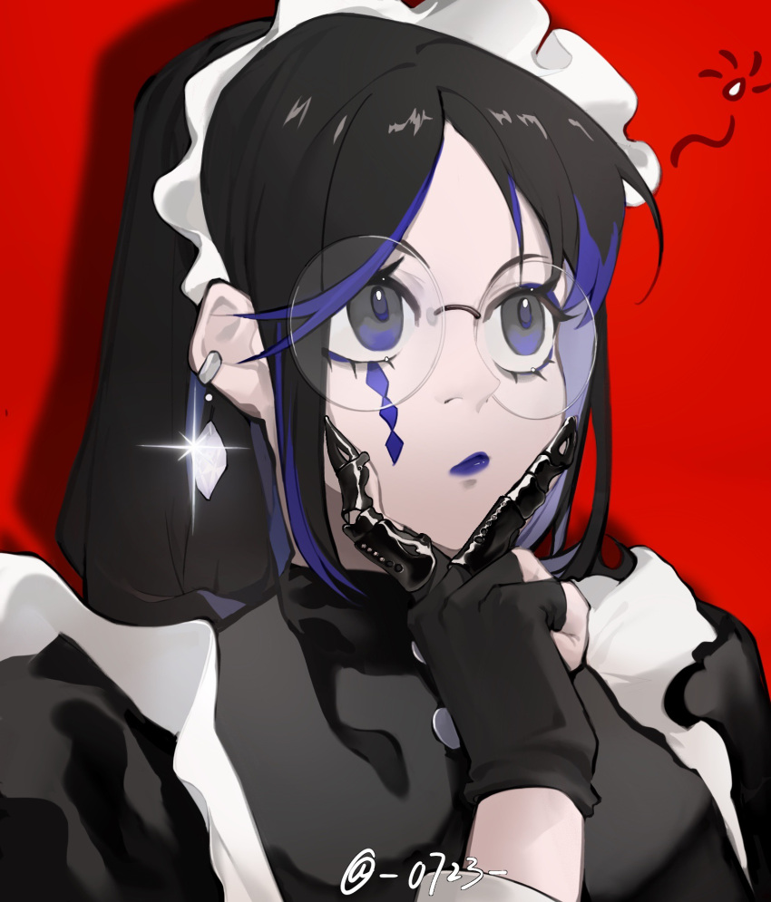 0723_yuan_shang_fuhuo_ban, 1girl, apron, black_dress, black_eyes, black_gloves, black_hair, blue_eyeliner