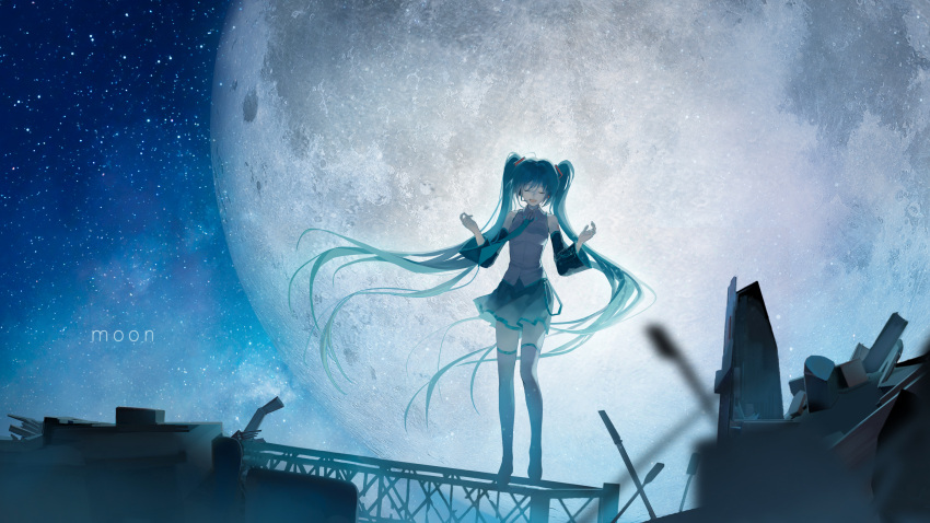 1girl, absurdres, blue_hair, blurry, blurry_foreground, boots, closed_eyes, commentary