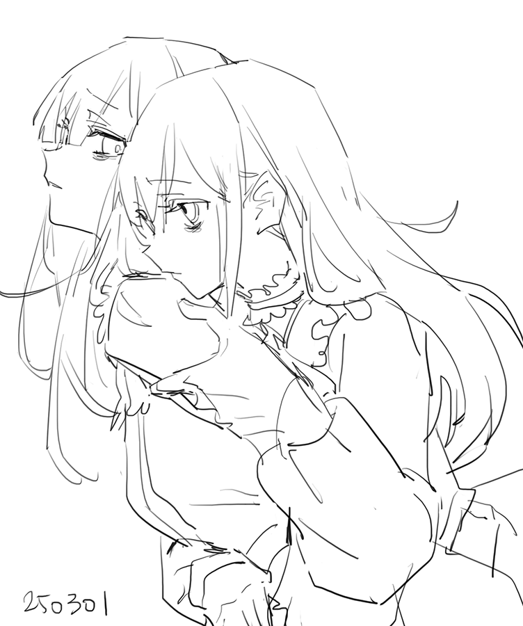 2girls, bags_under_eyes, bang_dream!, bang_dream!_it's_mygo!!!!!, choker, closed_mouth, commentary, dated