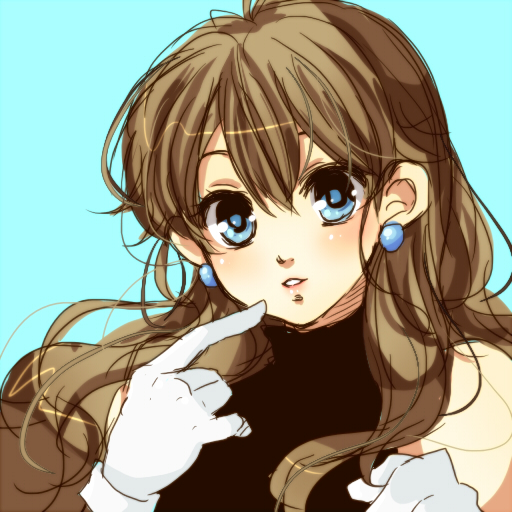 bare_shoulders, black_dress, blue_(pokemon), blue_background, blue_eyes, blush, brown_hair, dress