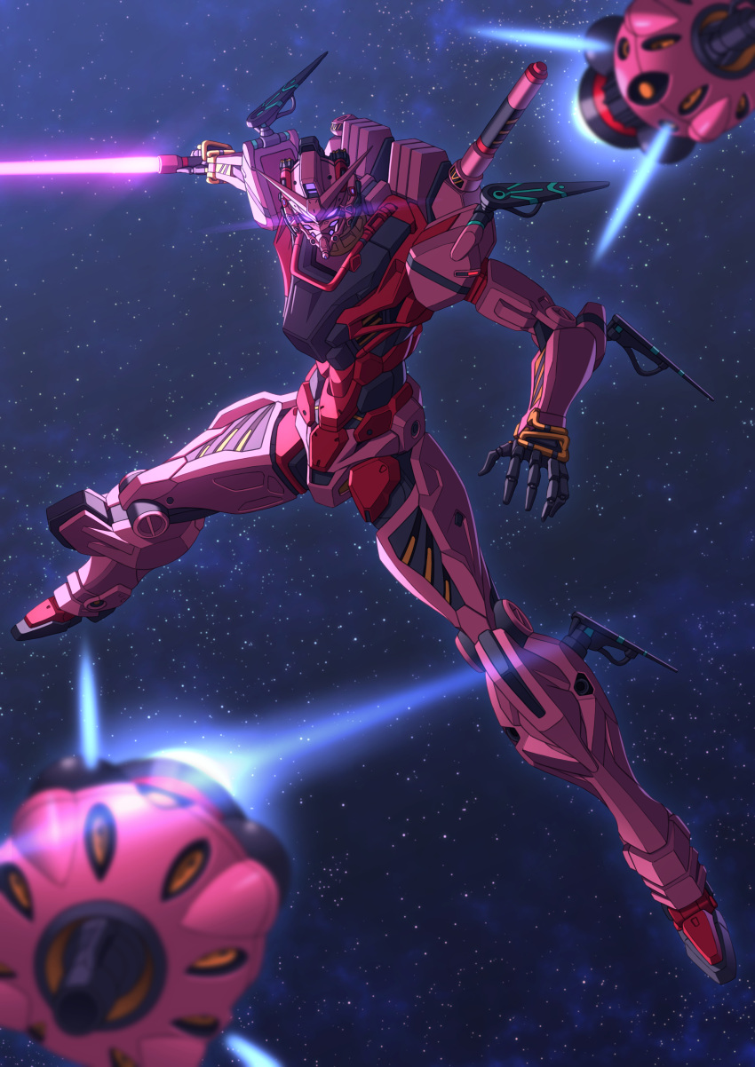 absurdres, bit_(gundam), commentary_request, energy_sword, glowing, glowing_eyes, gundam, gundam_gquuuuuux
