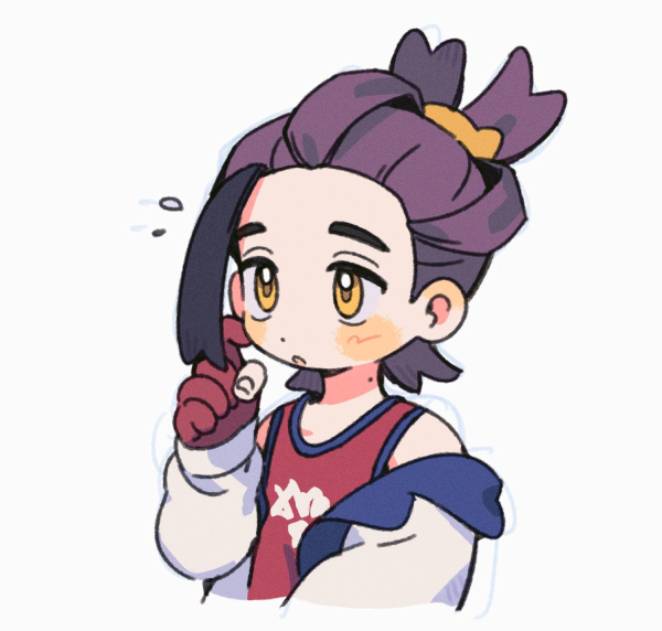 1boy, :o, black_hair, blush_stickers, flying_sweatdrops, gloves, hand_up, jacket