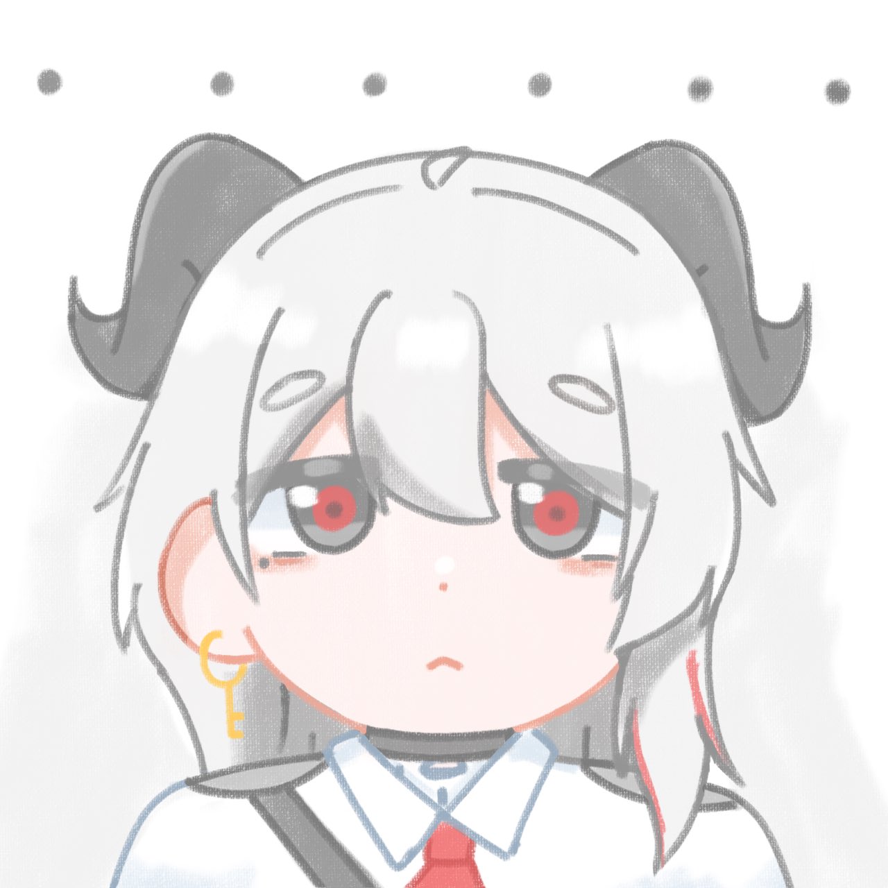 ..., 1girl, black_choker, black_eyes, black_horns, chibi, chibi_only, choker