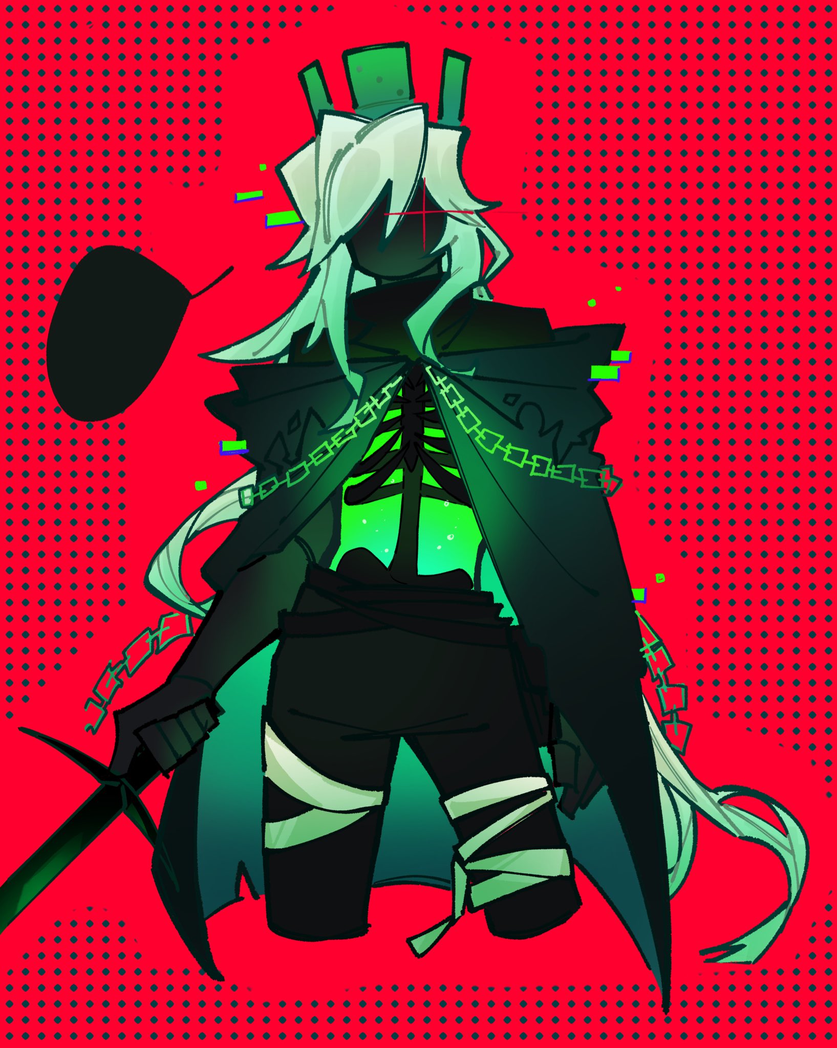 1boy, 1x1x1x1_(roblox), black_cape, black_pants, black_skin, cape, chain, colored_skin