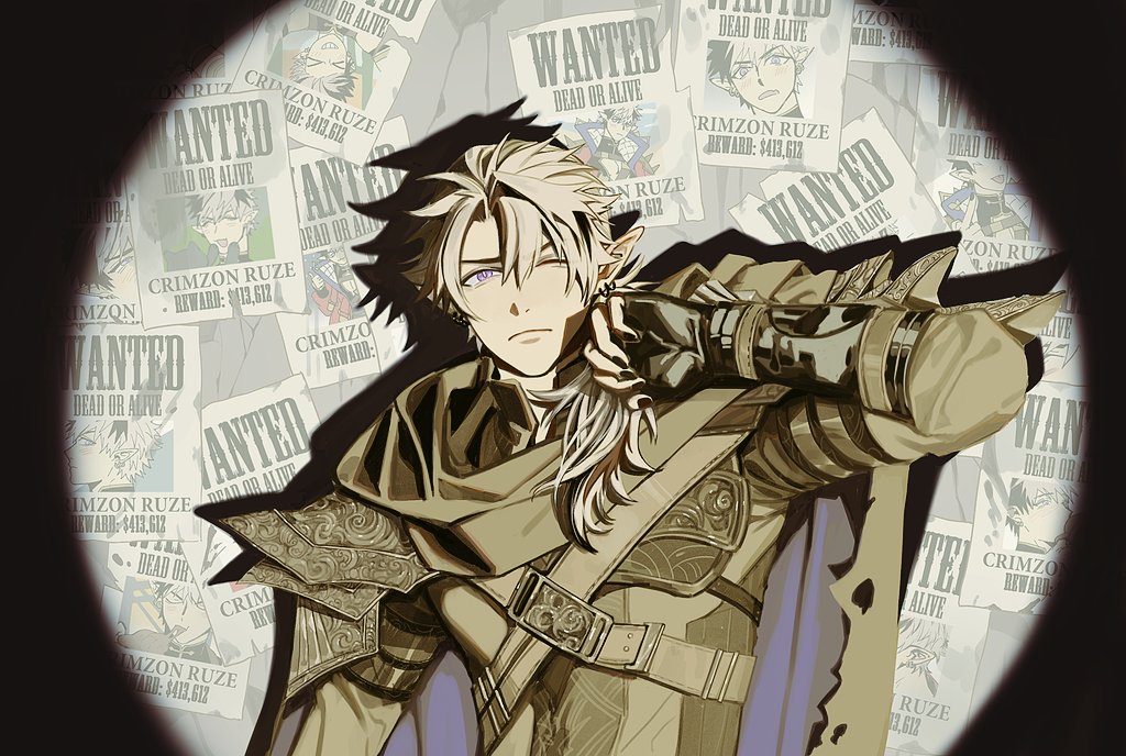 1boy, arm_up, armor, black_gloves, black_nails, blonde_hair, brown_hair, cape