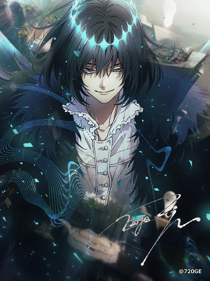 1boy, arthropod_boy, black_hair, bug, cape, cloak, crown, diamond_hairband