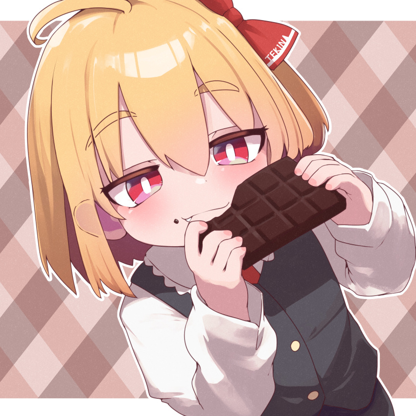 1girl, absurdres, ahoge, artist_name, blonde_hair, blush, bow, bright_pupils