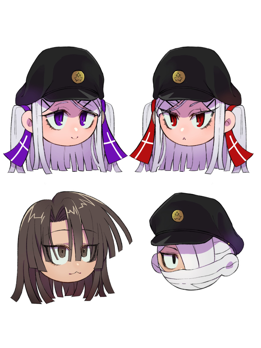 2boys, 2girls, :<, :3, absurdres, brown_eyes, brown_hair, chibi