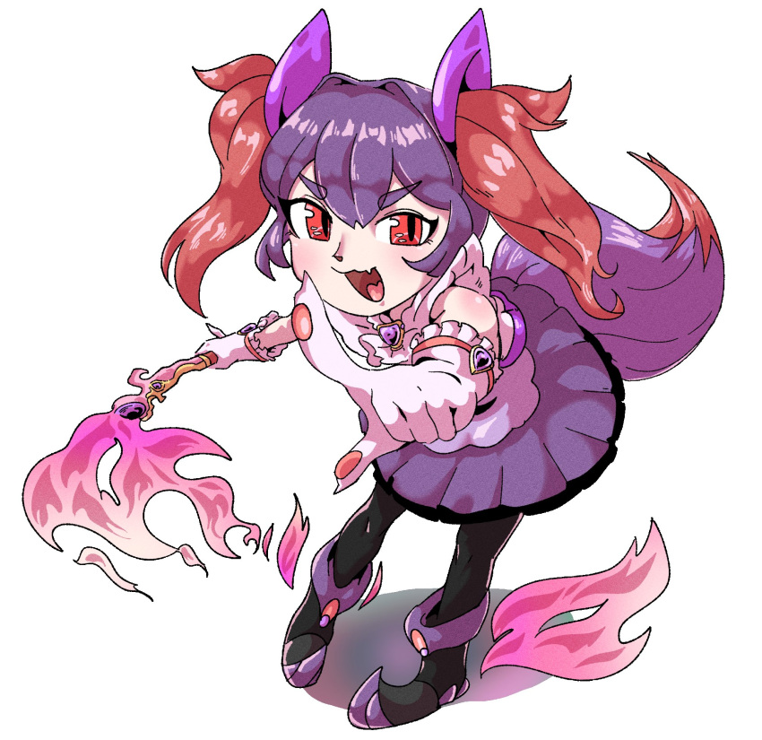 1girl, :d, alternate_color, animal_ears, black_pantyhose, black_shoes, braixen, dress