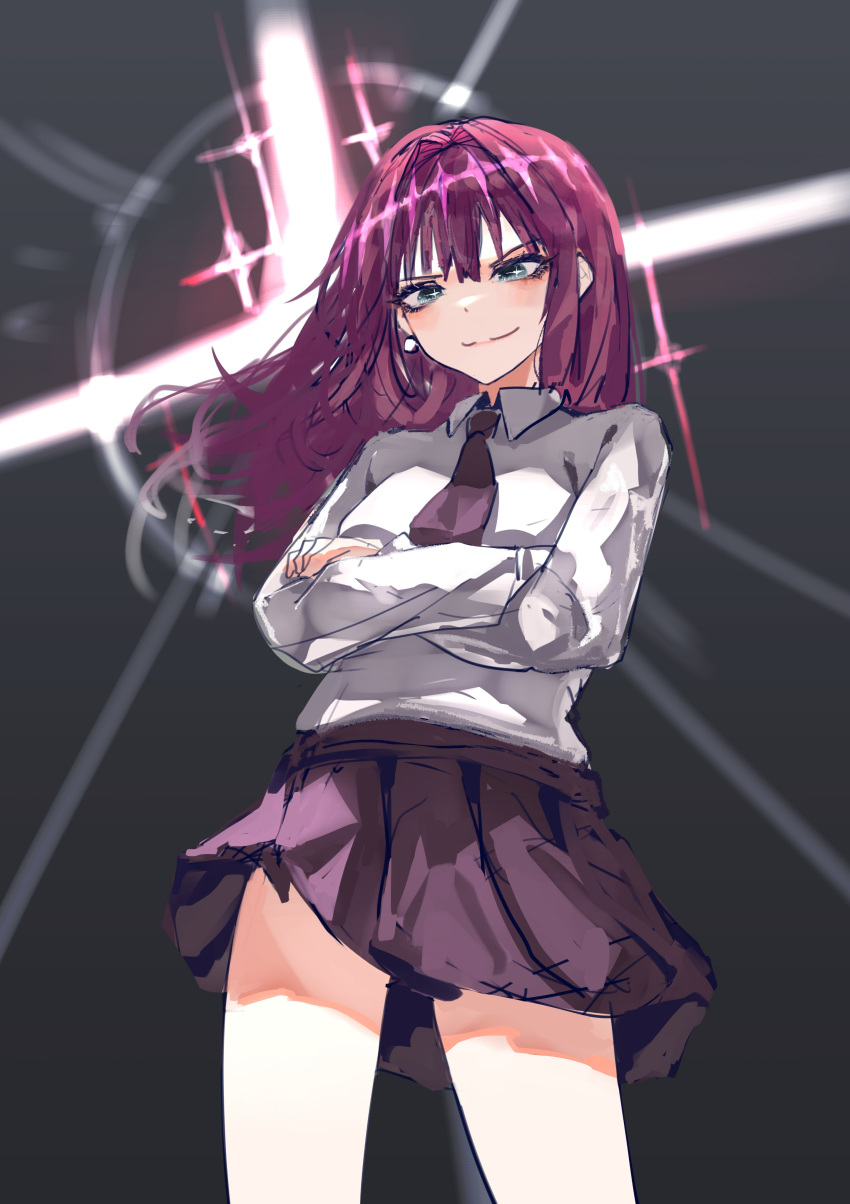 1girl, absurdres, aqua_eyes, chumji, crossed_arms, highres, kimi_no_koto_ga_dai_dai_dai_dai_daisuki_na_100-nin_no_kanojo, long_hair