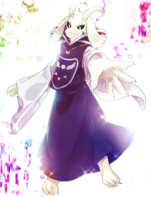 1boy, asriel_dreemurr, asriel_dreemurr_(god_of_hyperdeath), barefoot, black_sclera, claws, colored_sclera, delta_rune_(symbol)
