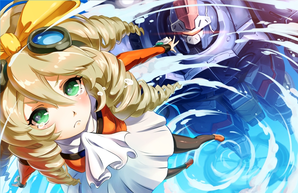 daizo, drill_hair, goggles, green_eyes, maria_balthasar, mecha, pantyhose, seibzehn