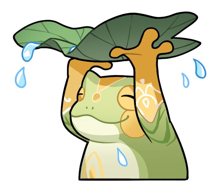 animal_focus, artist_request, blush_stickers, closed_mouth, croaker_(infinity_nikki), cropped_torso, frog, holding