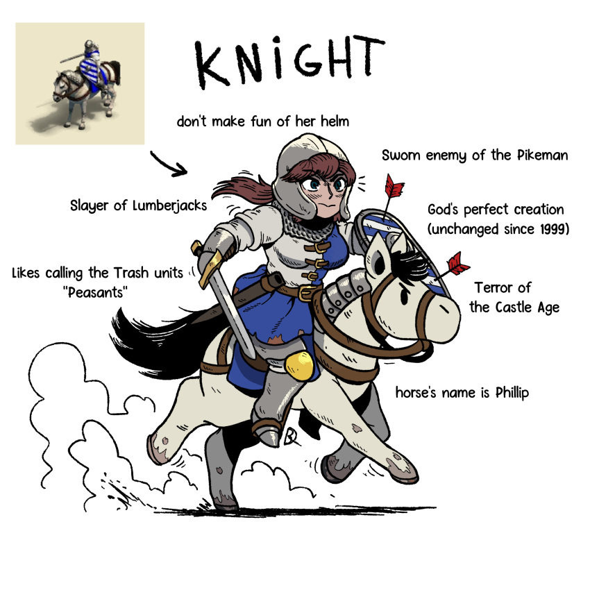 1girl, absurdres, age_of_empires_ii, armor, arrow_(projectile), barding, brown_hair, chainmail