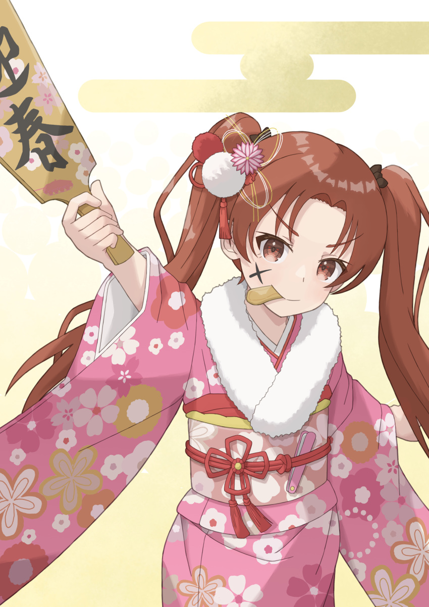 1girl, absurdres, alternate_costume, aries, arm_up, black_bow, bow, brown_eyes