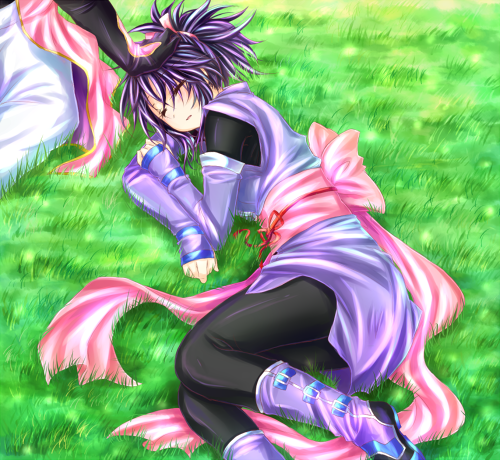 asleep, black_hair, sheena_fujibayashi, tales_of_symphonia, zelos_wilder