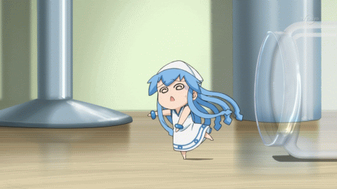 @_@, animated, animated_gif, chibi, gif, ikamusume, lowres, mini-ikamusume, shinryaku!_ikamusume