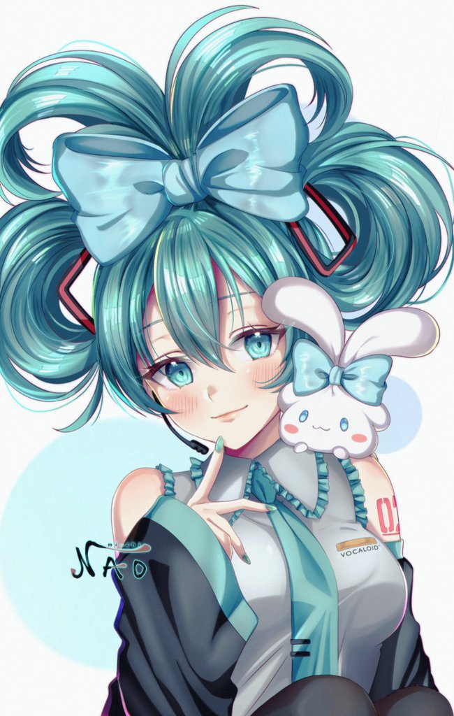 1girl, aqua_eyes, aqua_hair, black_sleeves, hatsune_miku, long_hair, naochiarts, pokemon