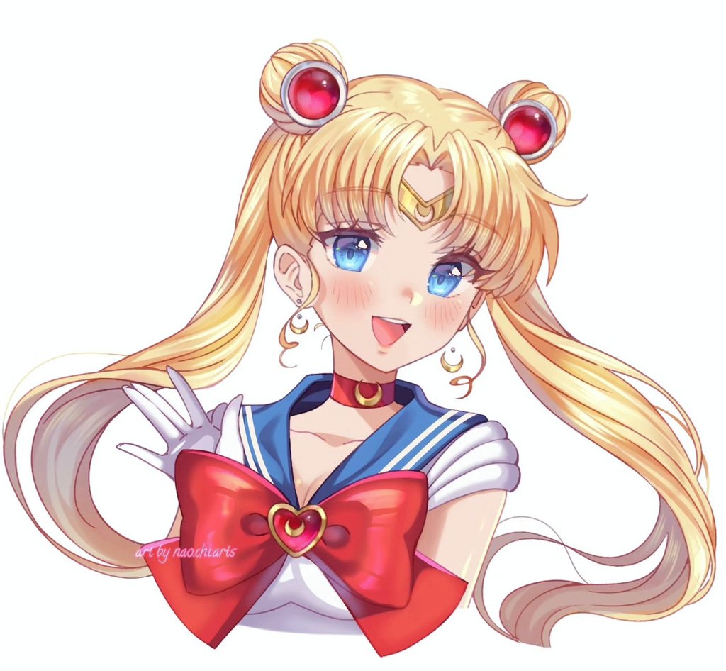 blonde_hair, blue_eyes, naochiarts, red_ribbon, ribbon, sailor_moon, tagme, white_background