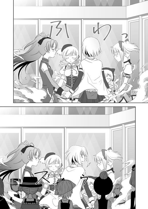 6+girls, ^^^, animal_ear_headwear, animal_ears, armor, bare_shoulders, beanie, beret