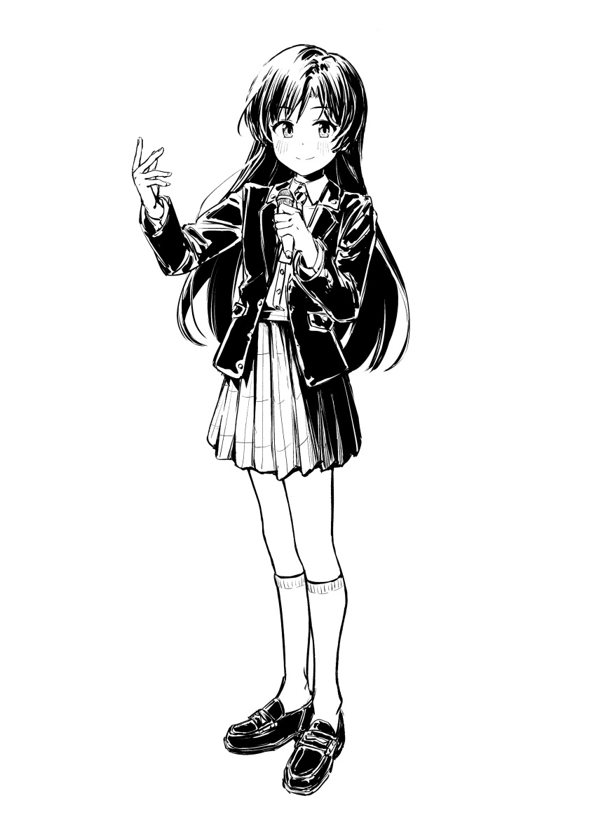 1girl, absurdres, bakawahitori, blazer, blush, closed_mouth, collared_shirt, full_body