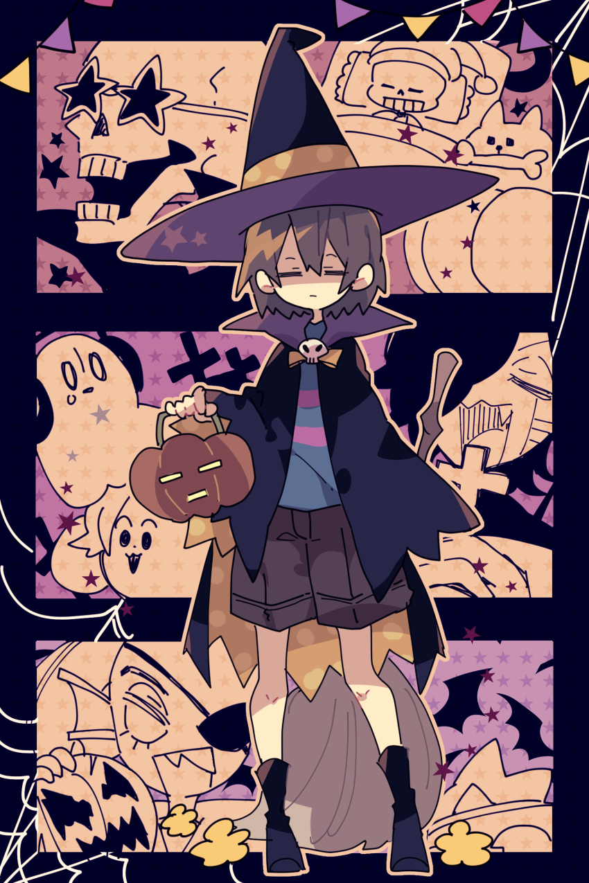 1other, 2girls, 4boys, absurdres, alphys, annoying_dog, black_boots, black_capelet