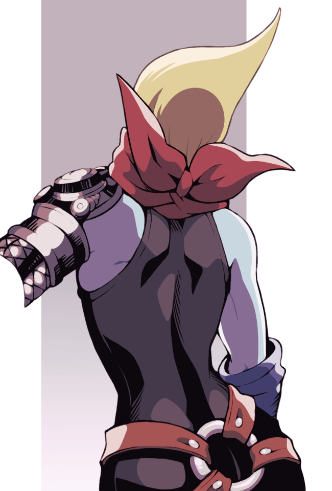 1boy, back, blonde_hair, chrono_cross, cyborg, from_behind, grobyc_(chrono_cross), male_focus