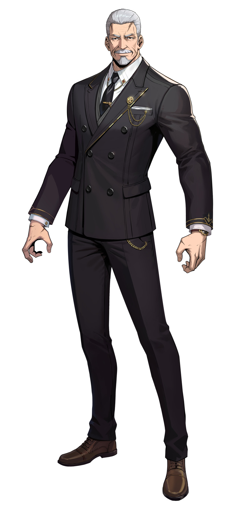 1boy, absurdres, beard, black_jacket, black_necktie, black_pants, black_suit, brown_shoes