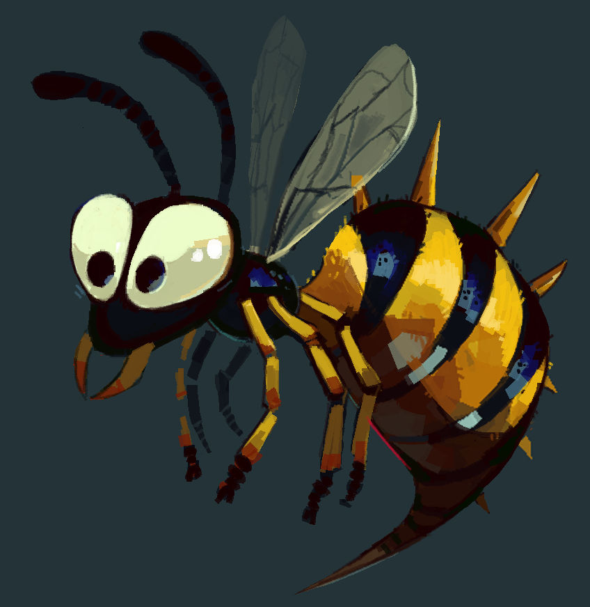 antennae, bug, commentary, donkey_kong_(series), donkey_kong_country, english_commentary, grey_background, insect_wings