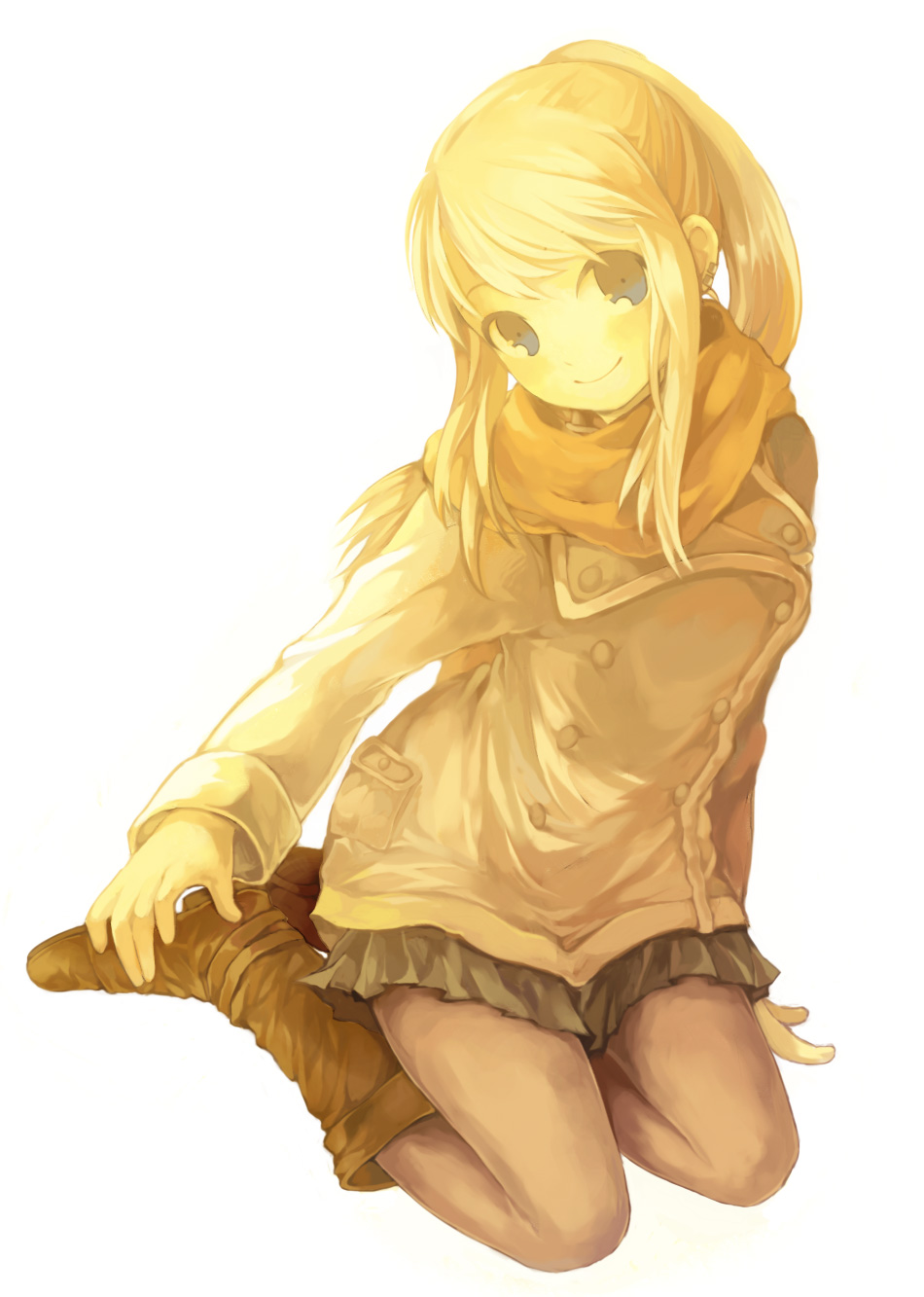 arm_support, blonde_hair, blue_eyes, boots, coat, earrings, fullmetal_alchemist, highres