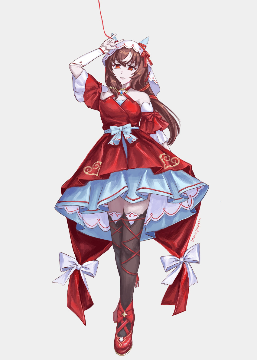 1girl, absurdres, animal_ears, arm_up, breasts, brown_hair, collarbone, commentary_request