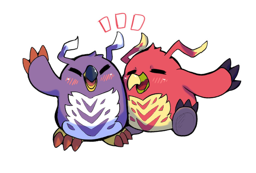 beak, bird, blue_feathers, blush, digimon, digimon_(creature), feathers, full_body