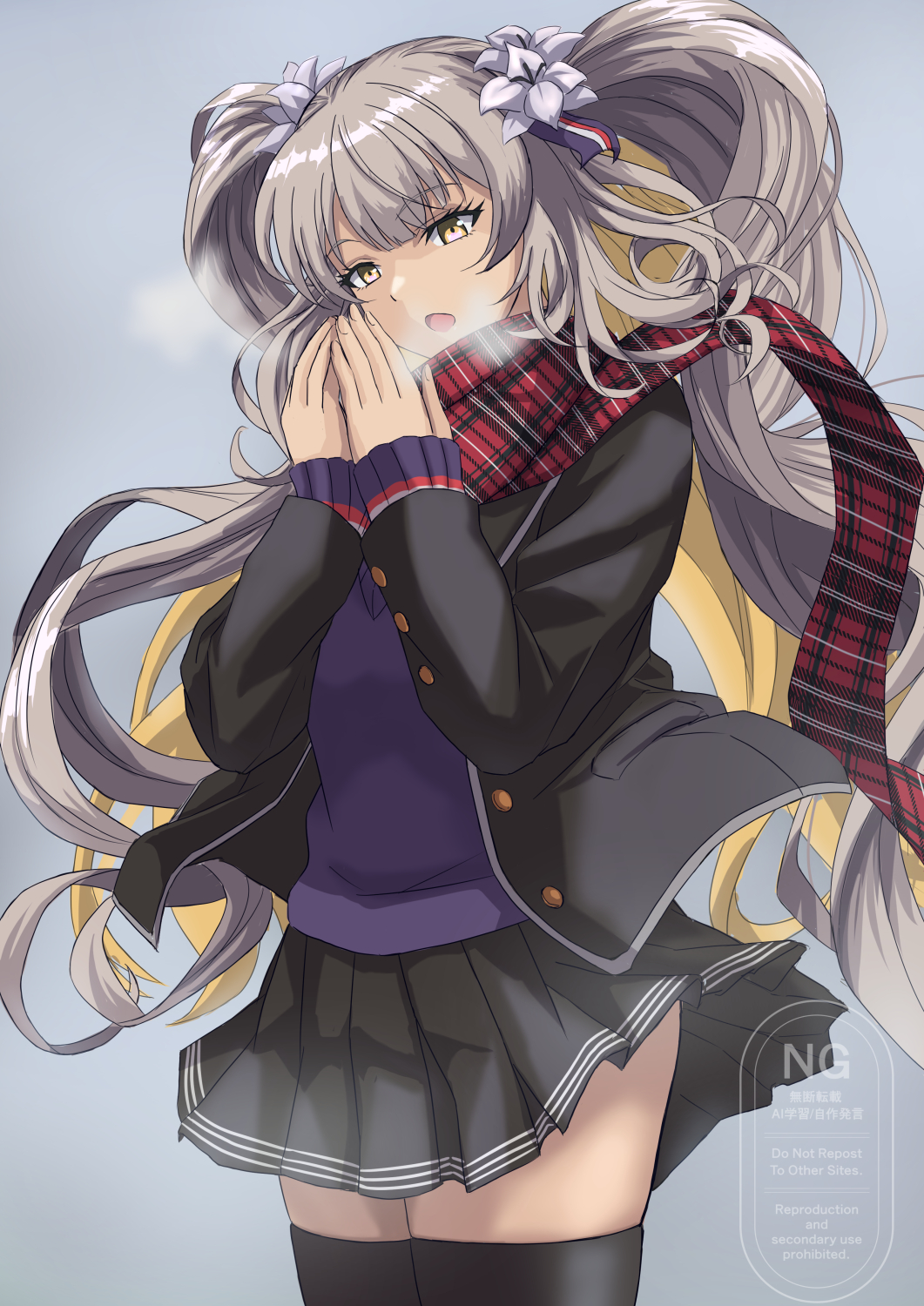 1girl, breath, brown_hair, coat, cold, dress, fate/grand_order, fate_(series)