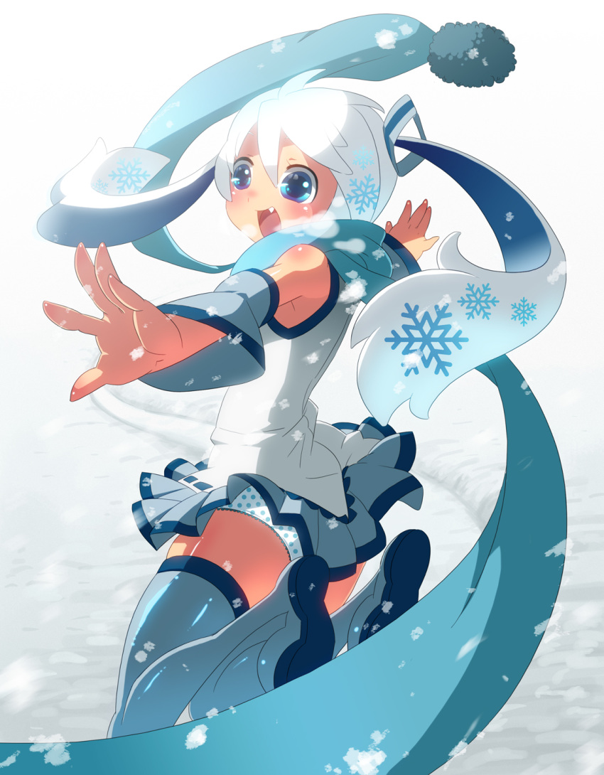 alternate_color, alternate_hair_color, detached_sleeves, fang, hatsune_miku, highres, keiko_rin, long_hair