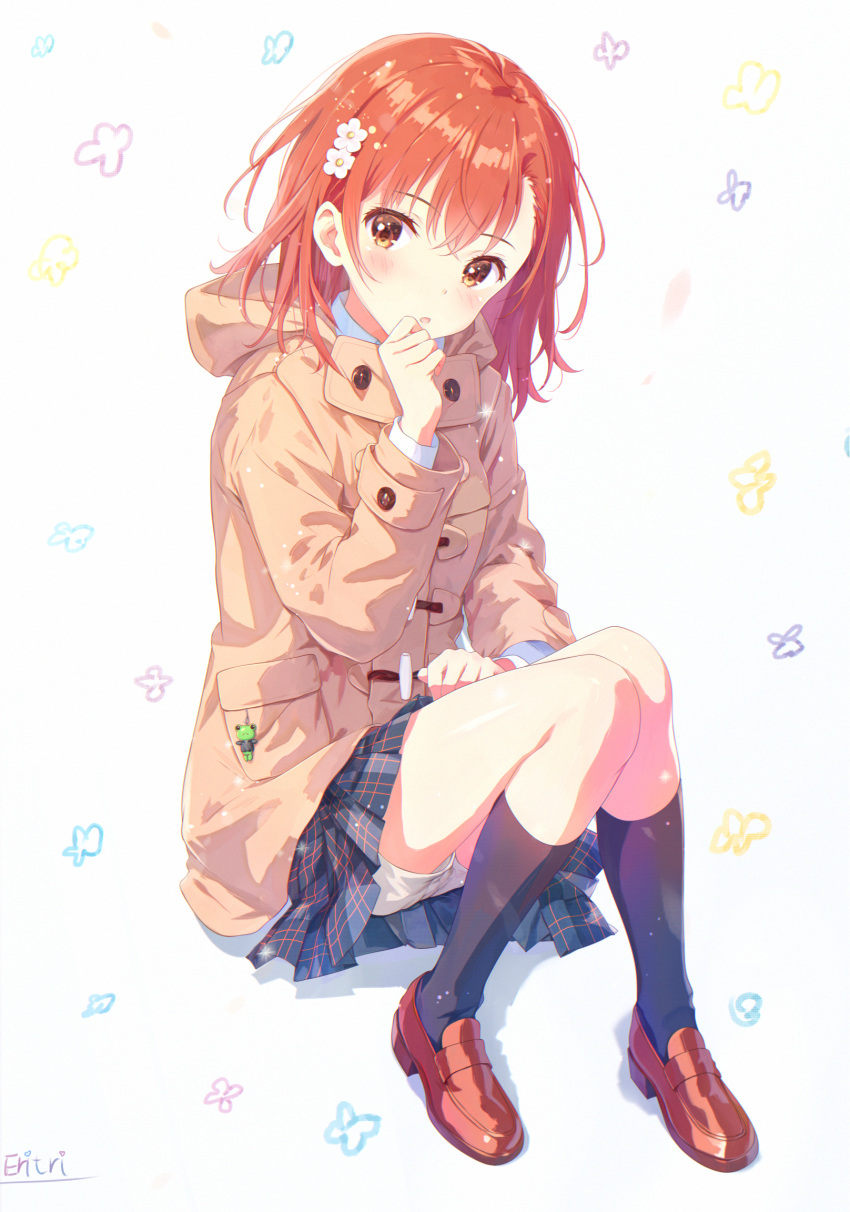 1girl, ankle_socks, eritri, flower, full_body, hair_flower, hair_ornament, highres