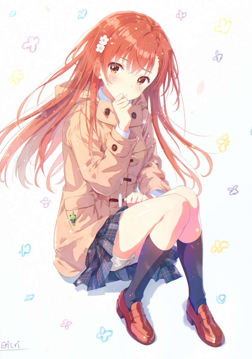 1girl, ankle_socks, eritri, flower, full_body, hair_flower, hair_ornament, highres