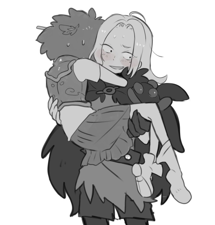 2girls, amphibia, anne_boonchuy, armor, blush, breastplate, cape, carrying