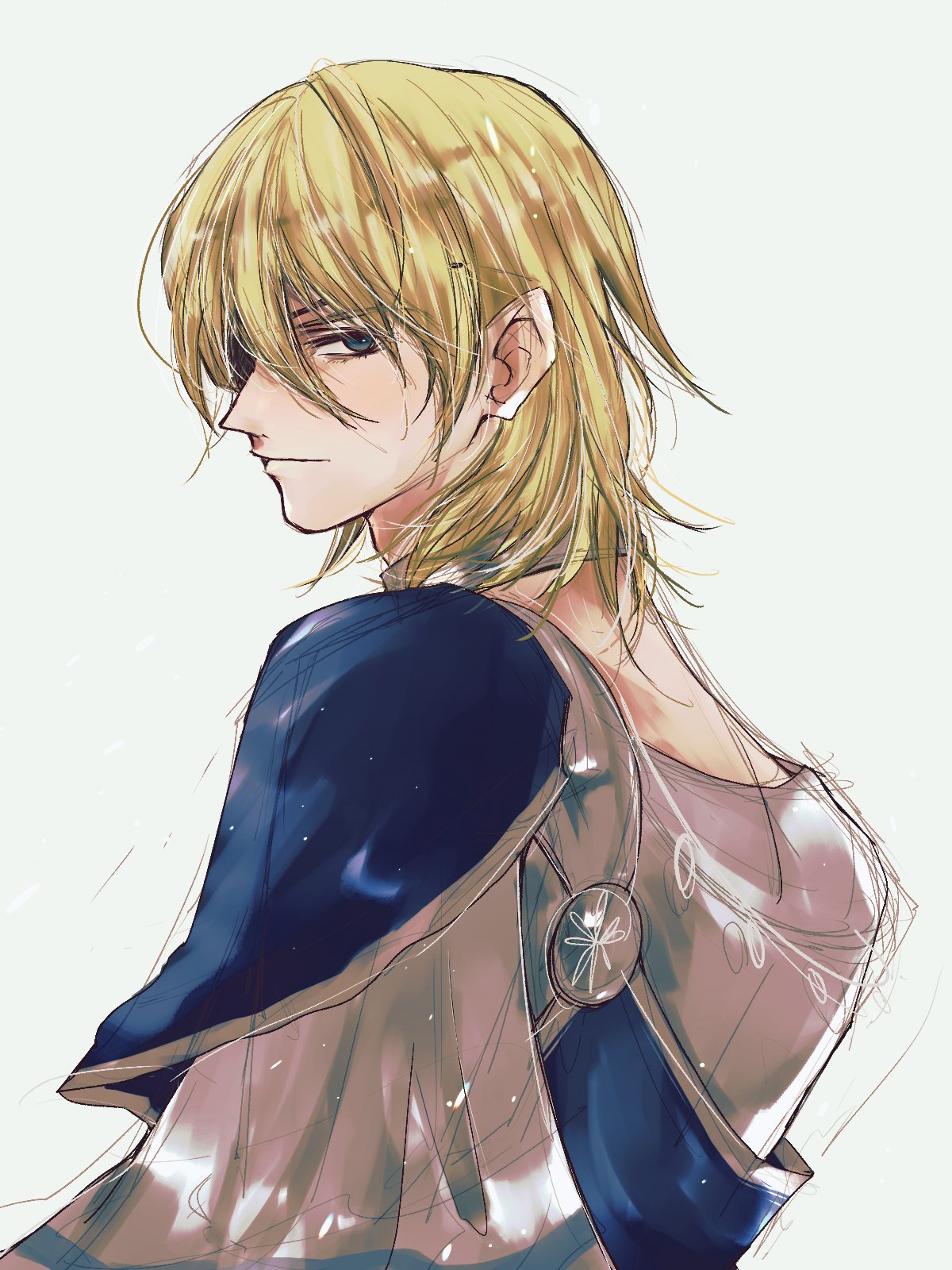 1boy, asymmetrical_clothes, blonde_hair, blue_eyes, closed_mouth, commentary_request, dancer_(fire_emblem:_three_houses), dimitri_alexandre_blaiddyd