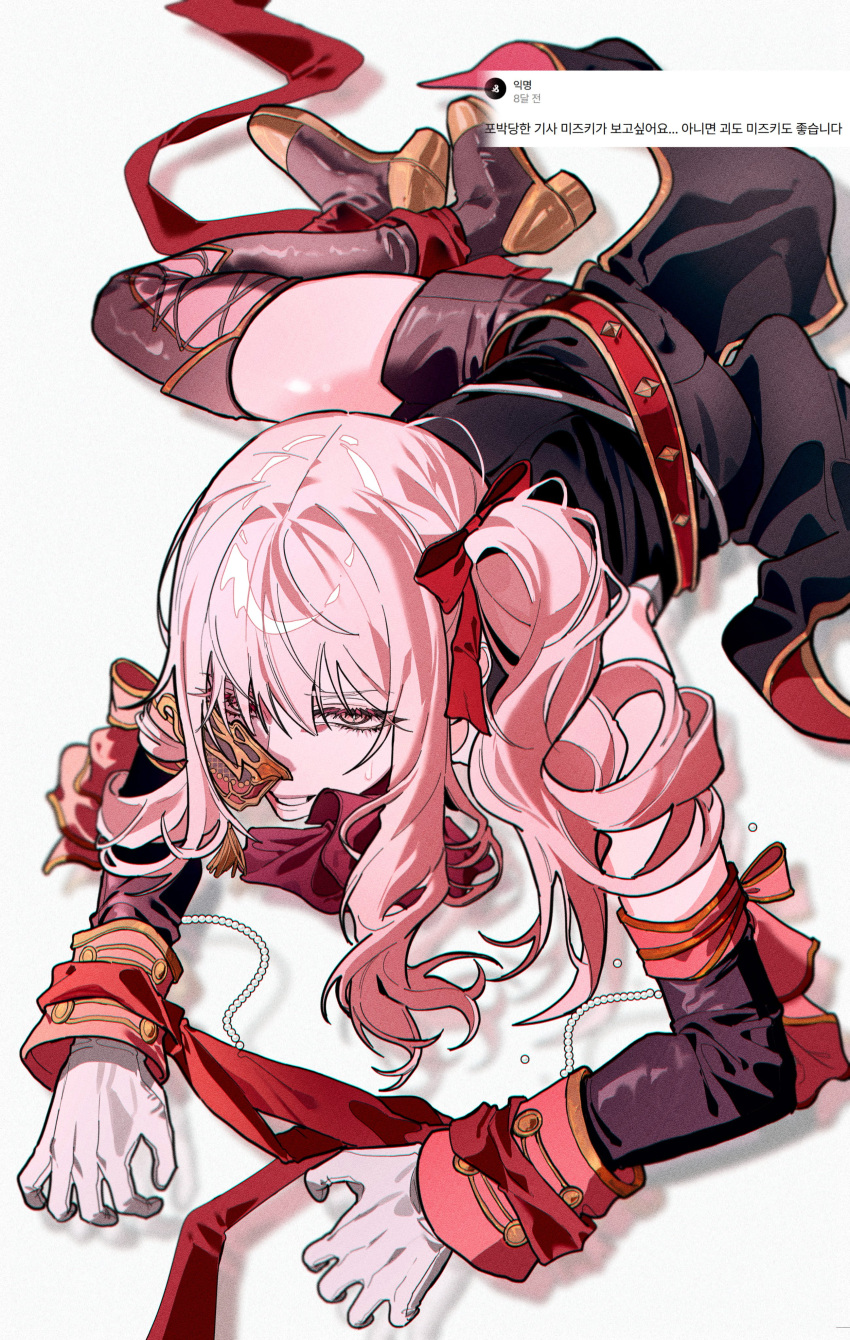 absurdres, akiyama_mizuki, bow, cuz_39, highres, long_hair, long_sleeves, lying