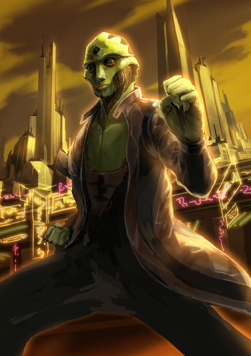 blz, clenched_hand, clenched_hands, drell, fighting_stance, fist, jacket, male, mass_effect, mass_effect_2, thane_krios