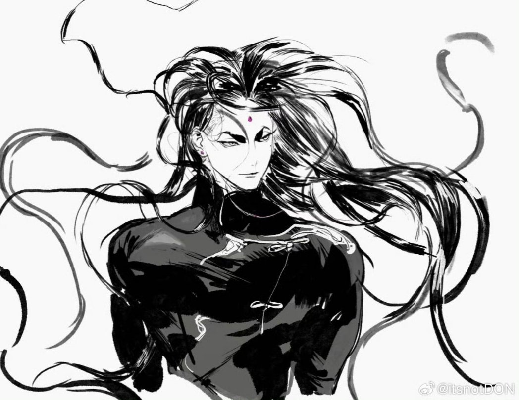 1boy, absurdly_long_hair, alsonotdon, chinese_clothes, collared_shirt, cropped_arms, cropped_torso, earrings