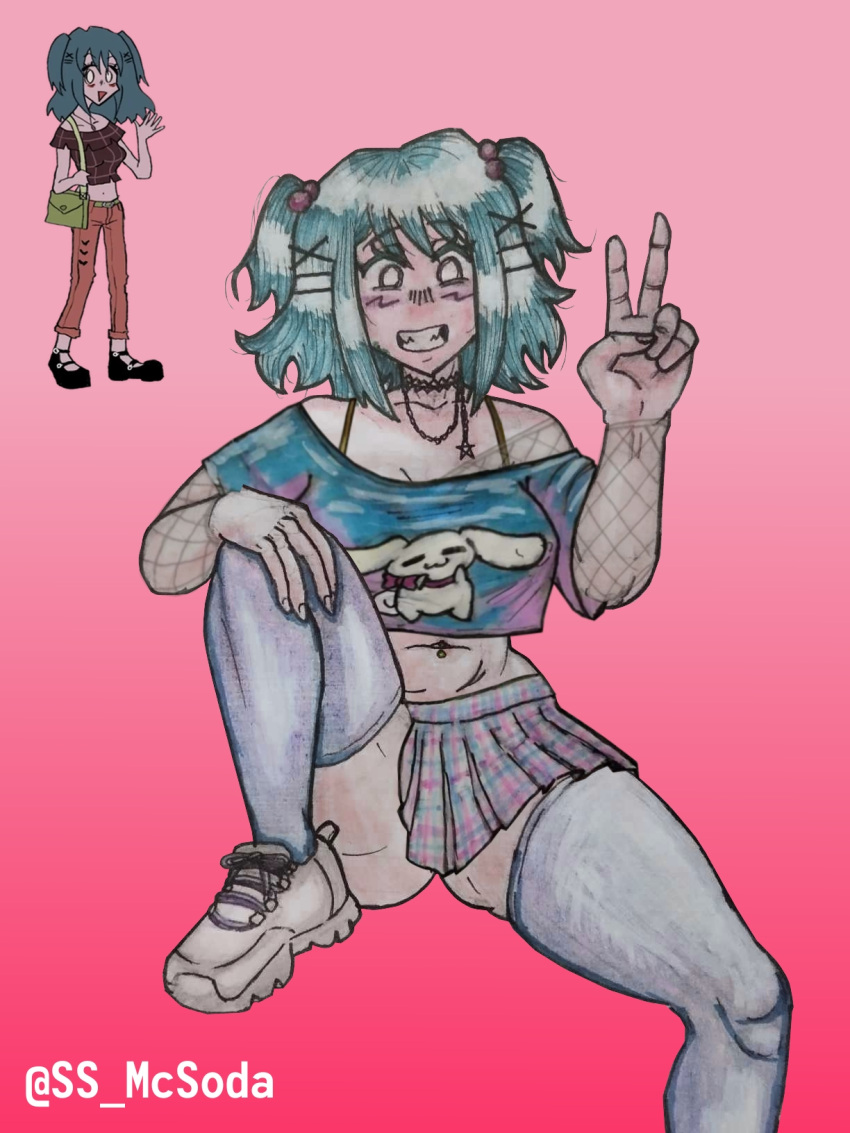 1girl, cinnamon_roll, e-girl, highres, lacey_games, self-upload, shirt, skirt