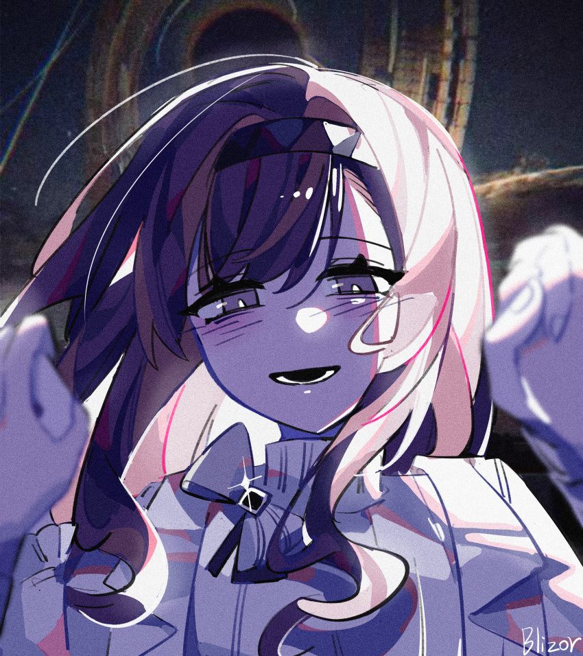 1girl, 1other, absurdres, arknights, blissfulrainbizhuo, brown_hair, friston_(arknights), highres, holding_hands, long_hair, looking_at_viewer, open_mouth, pov, priestess_(arknights), solo_focus