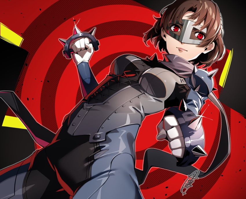 1girl, biker_clothes, bikesuit, bodysuit, braid, breasts, brown_hair, closed_mouth