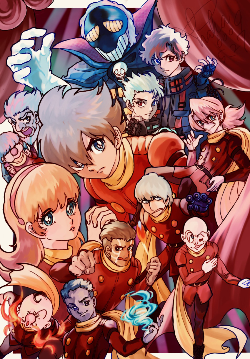 0010_(cyborg_009), 1girl, 5boys, 5girls, albert_heinrich, black_ghost, blonde_hair, chang_changku