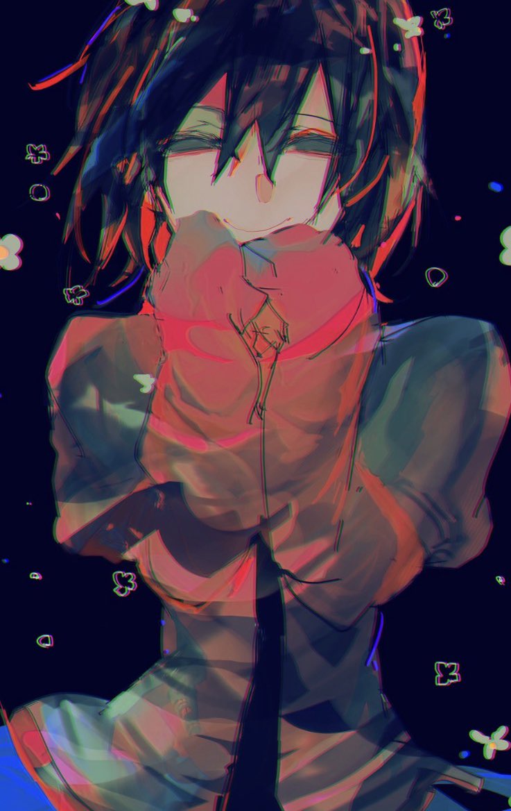 1girl, black_eyes, black_hair, bob_cut, empty_eyes, hair_between_eyes, long_sleeves, looking_at_viewer
